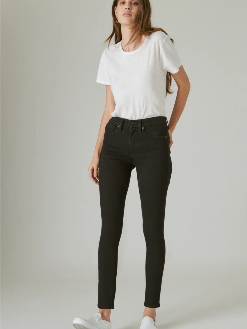 NWT Lucky Brand High Rise Bridgette Skinny // Black // Women’s 6/28 Long - Picture 1 of 14